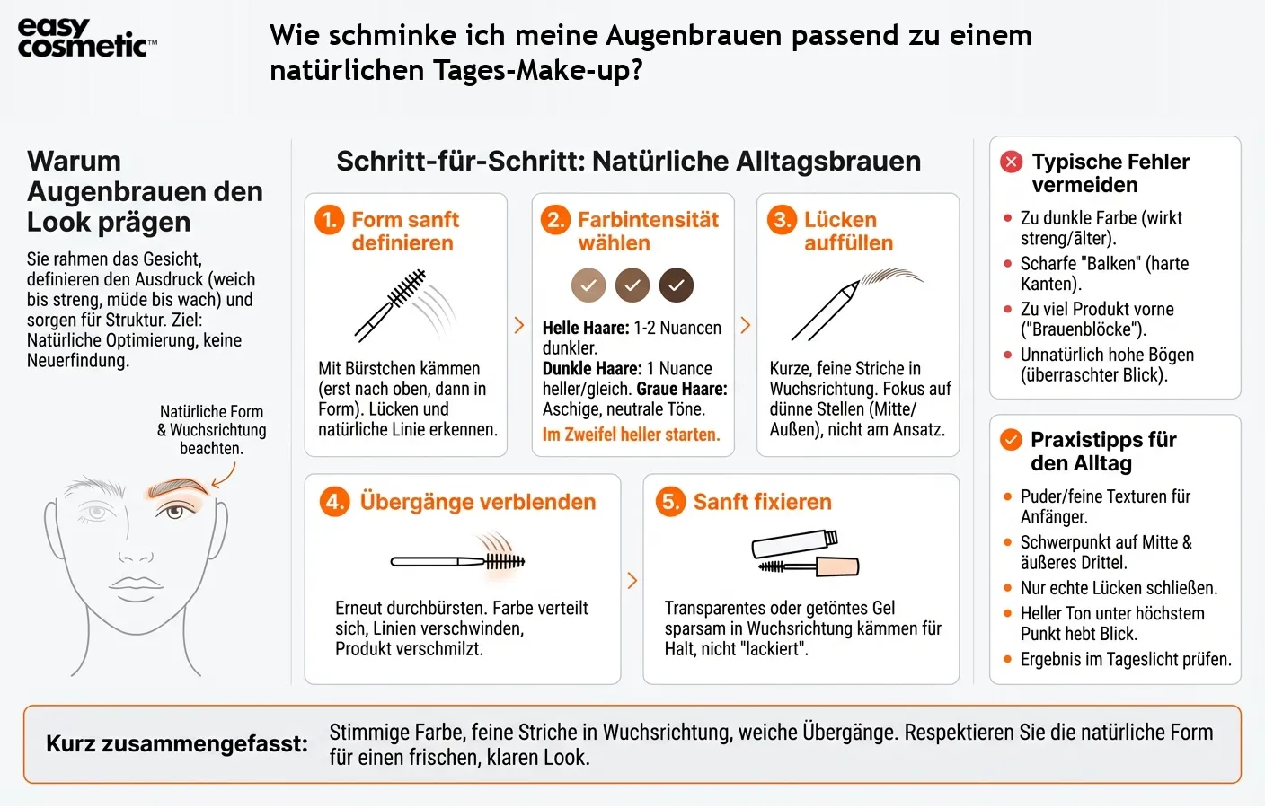 Wie schminke ich meine Augenbrauen passend zu einem natürlichen Tages-Make-up?
