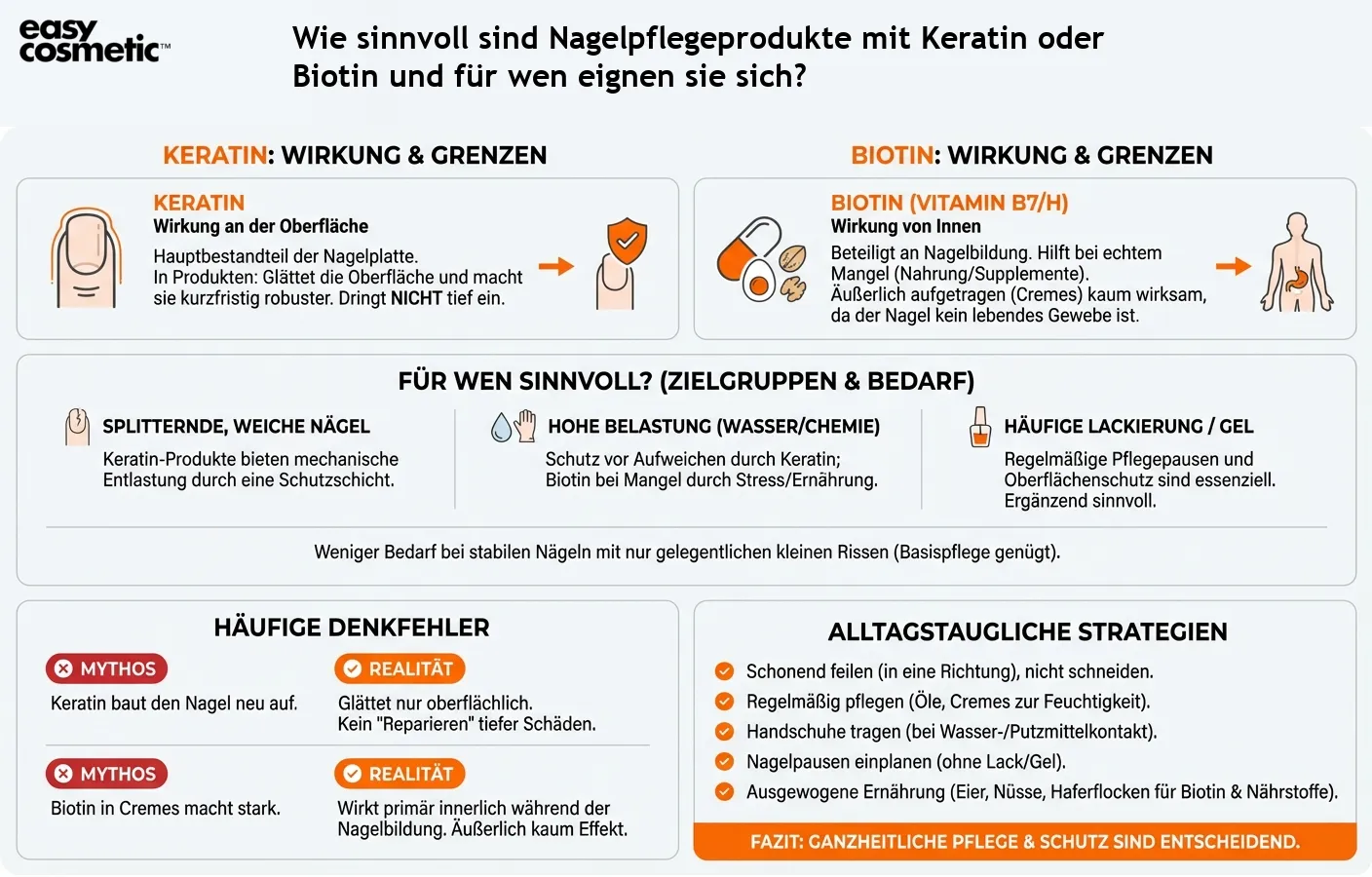 Wie sinnvoll sind Nagelpflegeprodukte mit Keratin oder Biotin und für wen eignen sie sich?