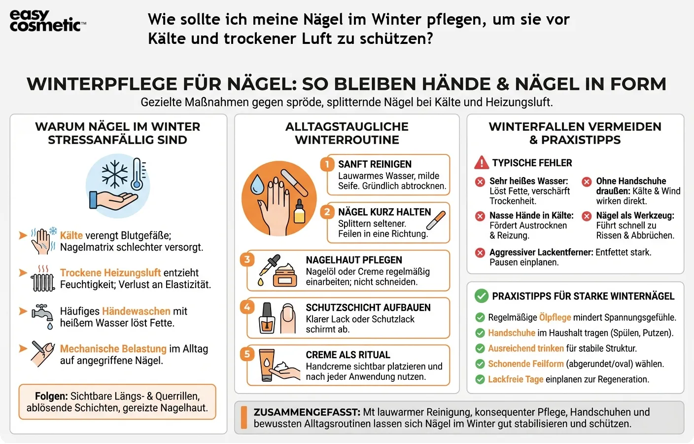Wie sollte ich meine Nägel im Winter pflegen, um sie vor Kälte und trockener Luft zu schützen?