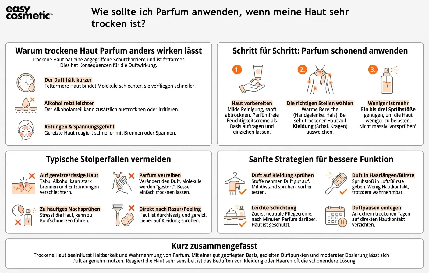 Wie sollte ich Parfum anwenden, wenn meine Haut sehr trocken ist?
