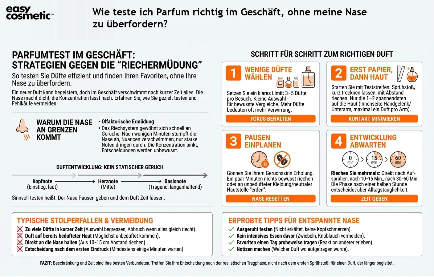 Wie teste ich Parfum richtig im Geschäft, ohne meine Nase zu überfordern?