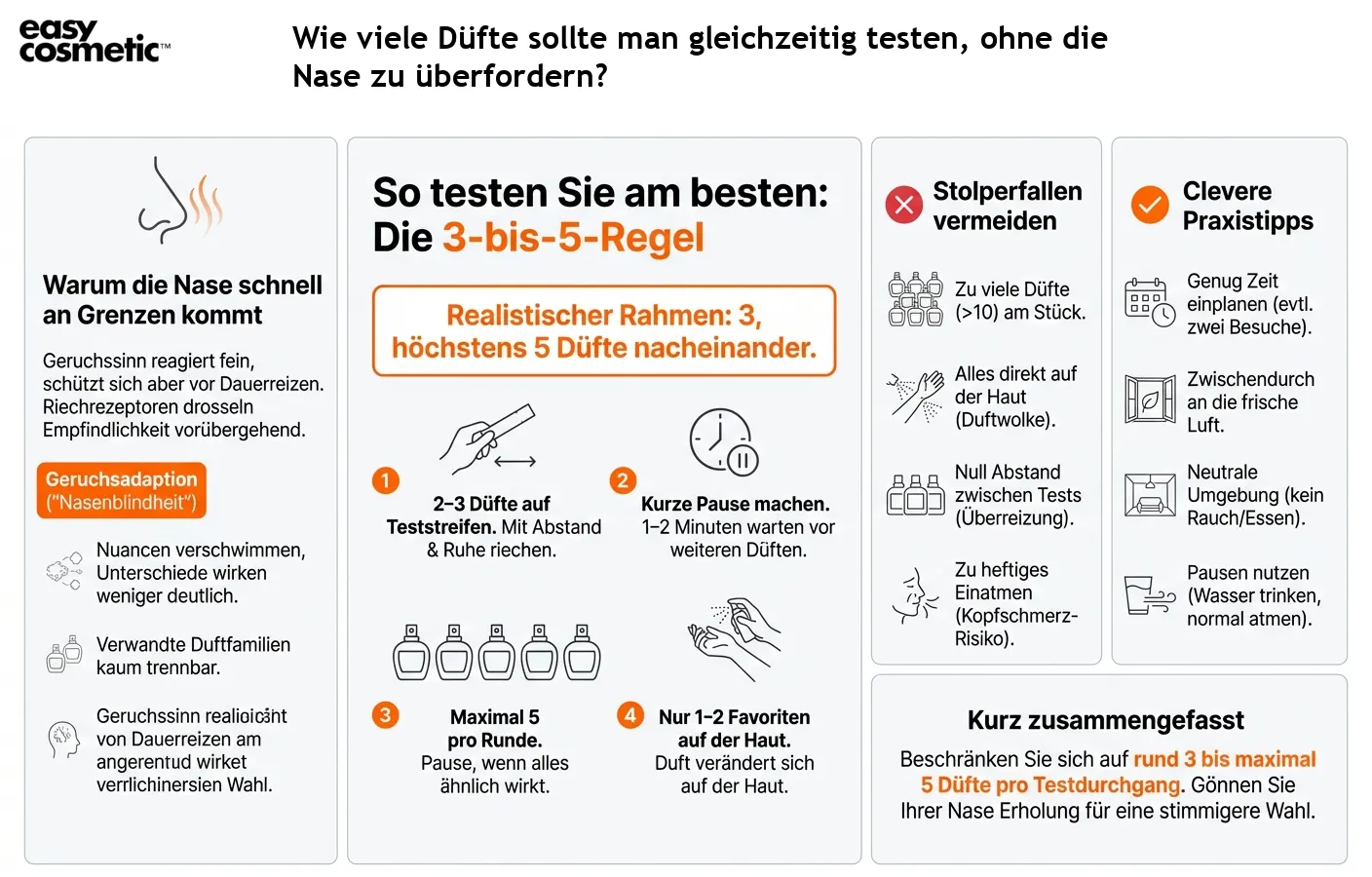 Wie viele Düfte sollte man gleichzeitig testen, ohne die Nase zu überfordern?