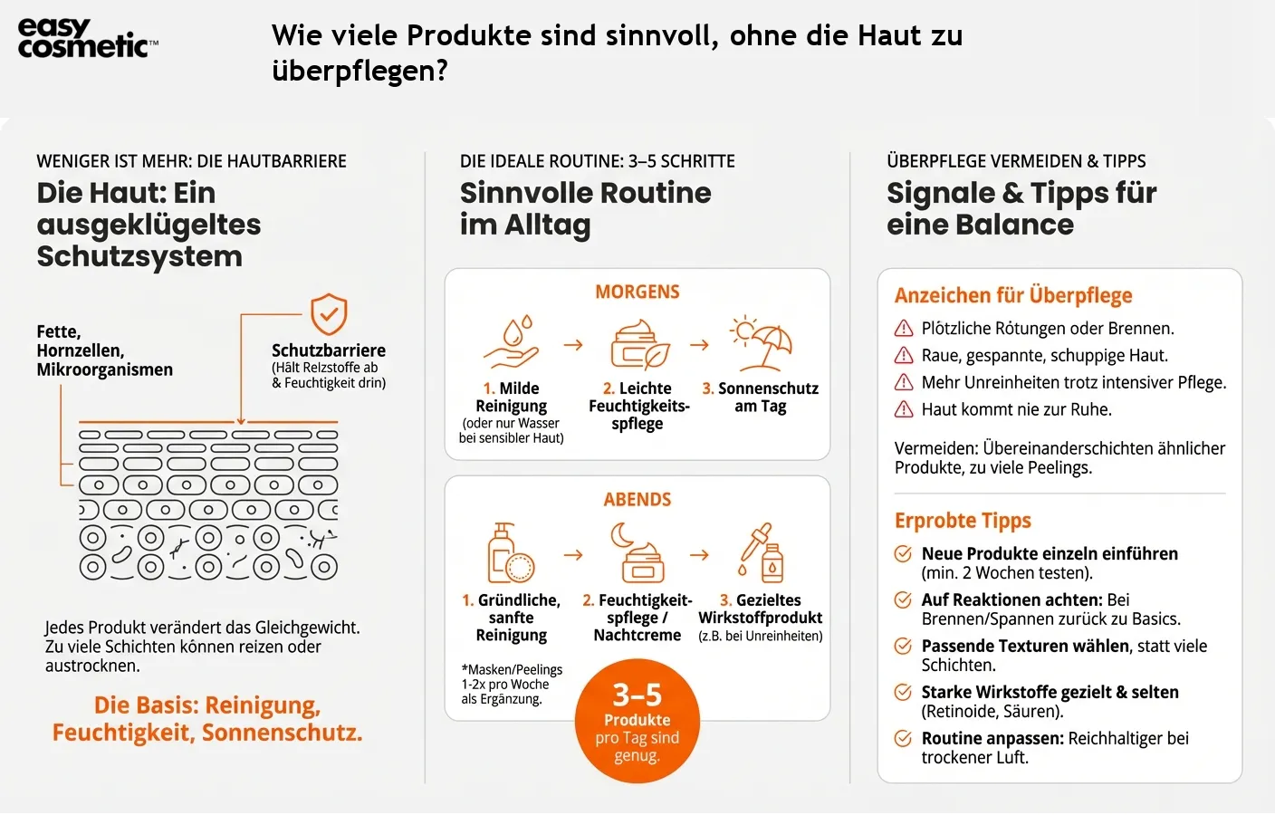 Wie viele Produkte sind sinnvoll, ohne die Haut zu überpflegen?