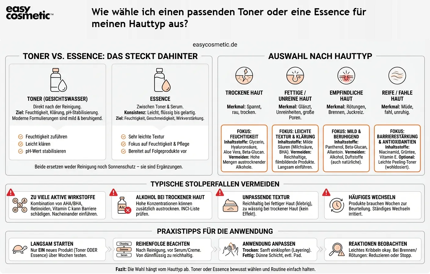 Wie wähle ich einen passenden Toner oder eine Essence für meinen Hauttyp aus?