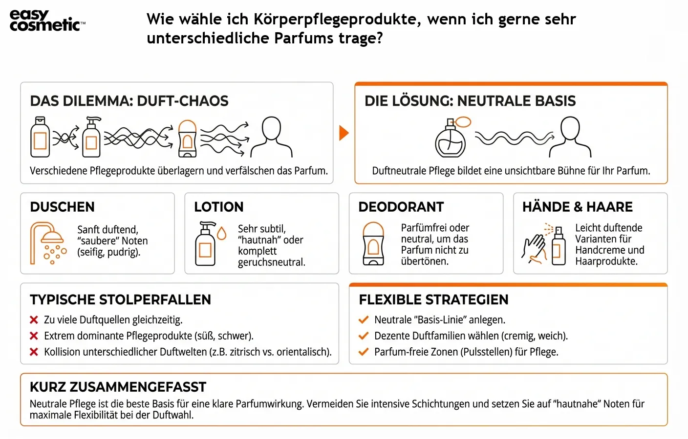 Wie wähle ich Körperpflegeprodukte, wenn ich gerne sehr unterschiedliche Parfums trage?