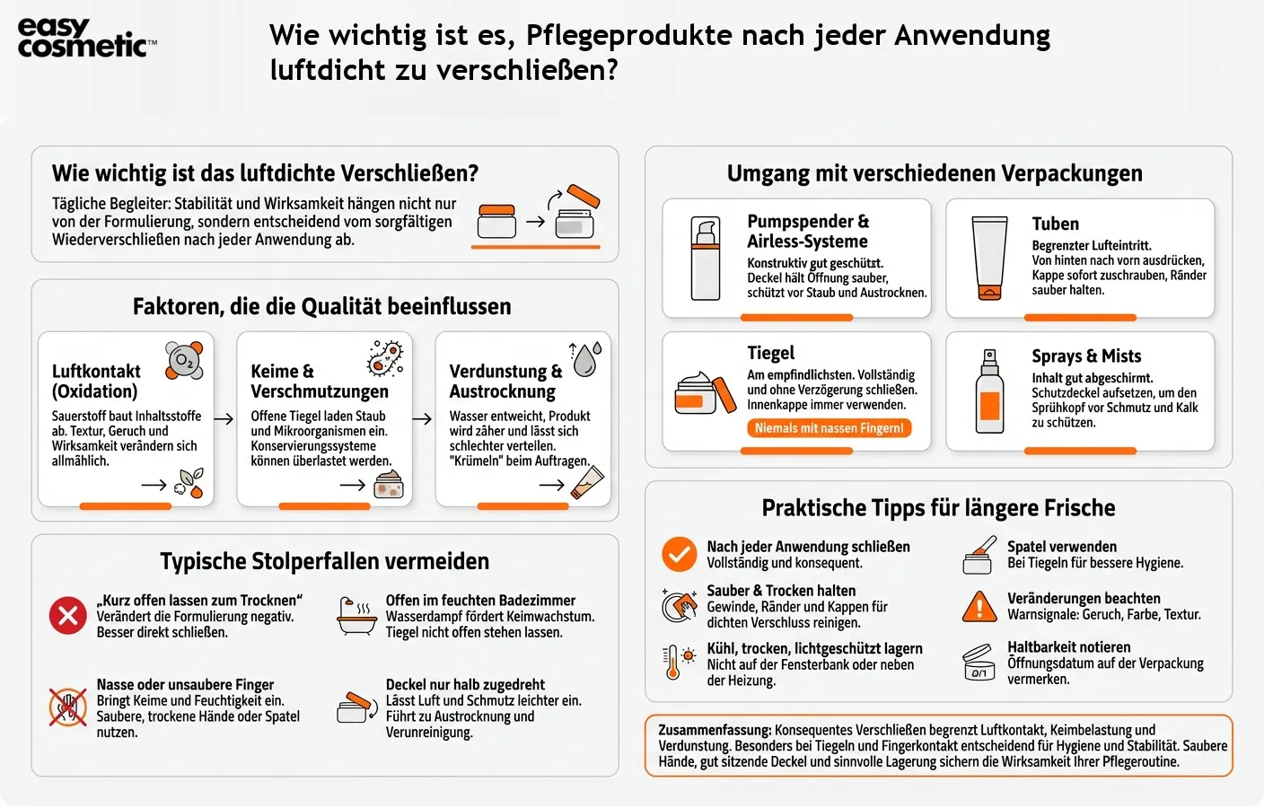 Wie wichtig ist es, Pflegeprodukte nach jeder Anwendung luftdicht zu verschließen?