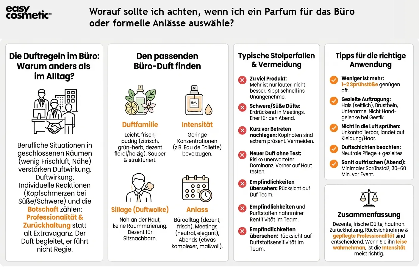 Worauf sollte ich achten, wenn ich ein Parfum für das Büro oder formelle Anlässe auswähle?