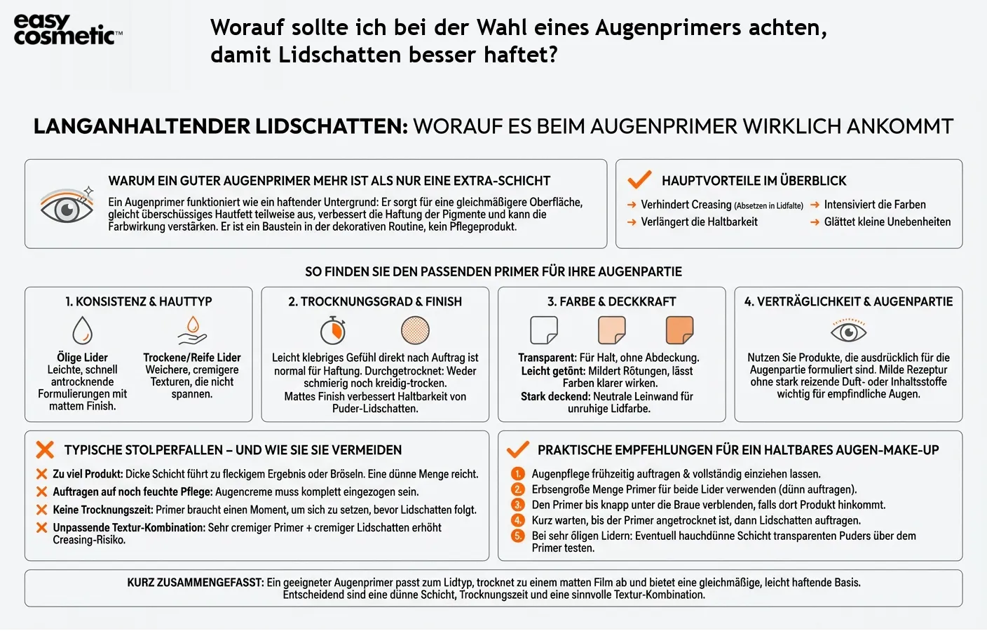 Worauf sollte ich bei der Wahl eines Augenprimers achten, damit Lidschatten besser haftet?