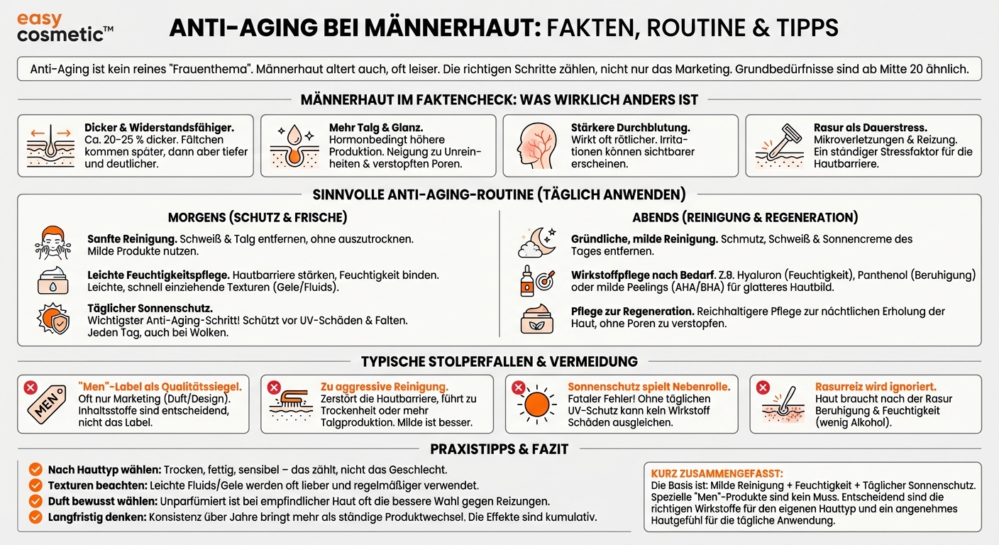 Welche Anti-Aging-Pflege ist für Männerhaut sinnvoll und gibt es Unterschiede zu Produkten für Frauen?