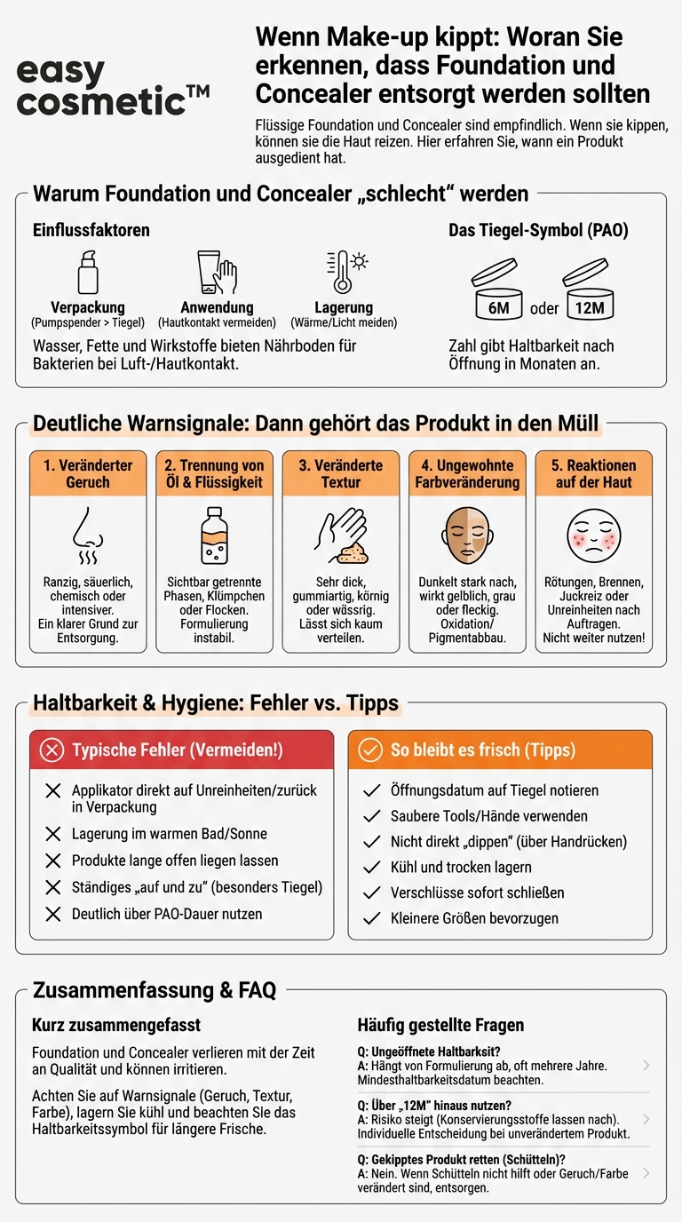 Welche Anzeichen deuten darauf hin, dass meine Foundation oder mein Concealer nicht mehr verwendet werden sollte?