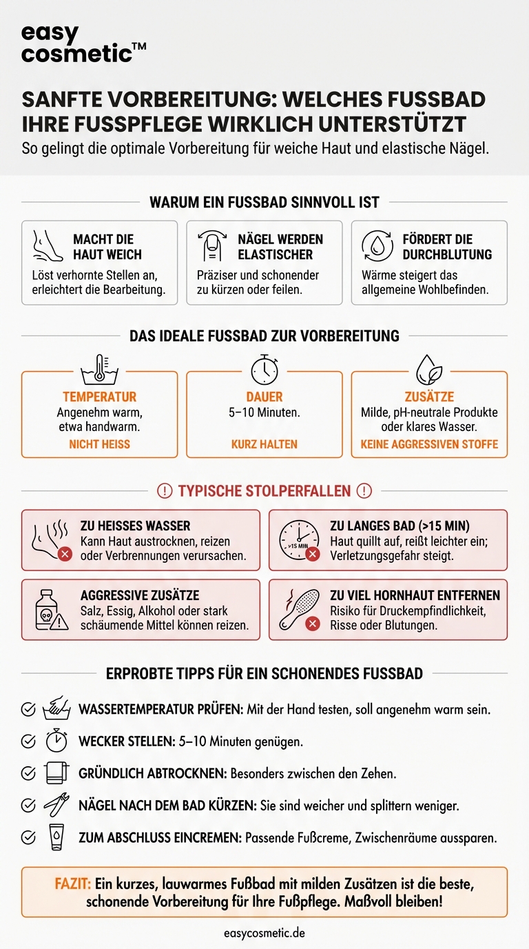 Welche Art von Fußbad ist zur Vorbereitung auf die Fußpflege am besten geeignet?