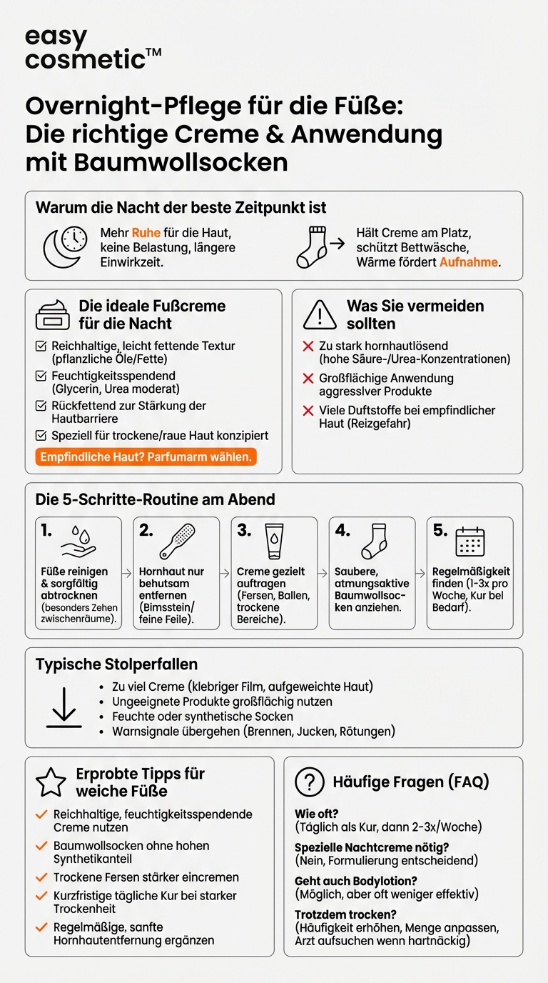 Welche Art von Fußcreme eignet sich für die Anwendung über Nacht mit Baumwollsocken?
