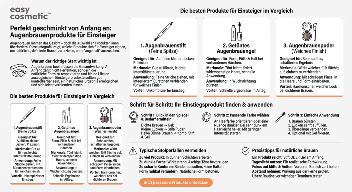 Welche Augenbrauenprodukte eignen sich besonders für Anfängerinnen und Anfänger?