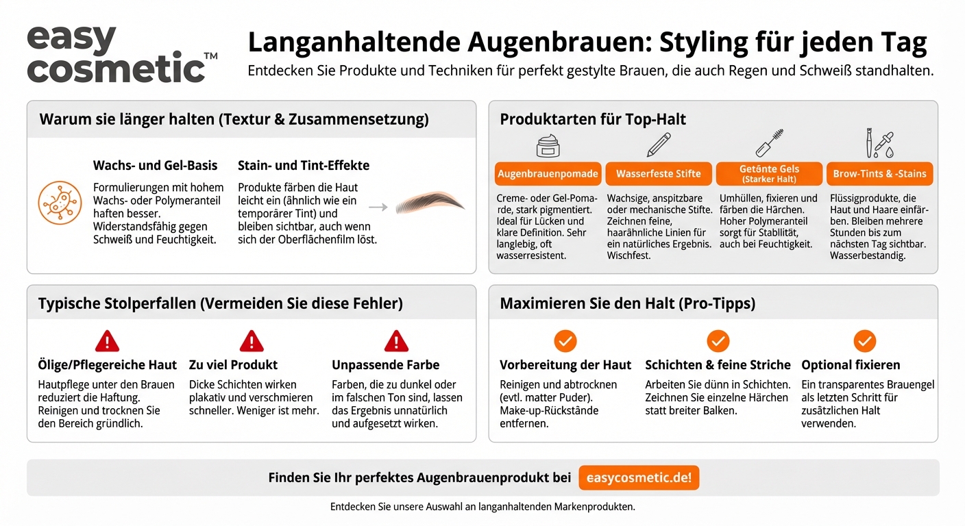Welche Augenbrauenprodukte sind besonders langanhaltend oder wasserfest?