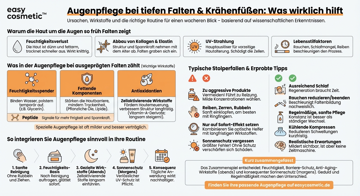 Welche Augenpflege eignet sich speziell bei starken Falten und Krähenfüßen?