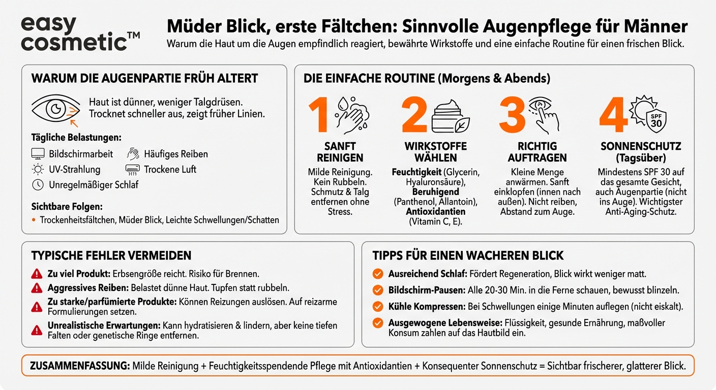Welche Augenpflege ist für Männer sinnvoll, die erste Anzeichen von Müdigkeit und Fältchen bemerken?