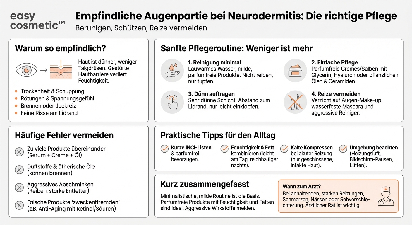 Welche Augenpflege sollte man bei Neurodermitis oder sehr gereizter Augenpartie verwenden?
