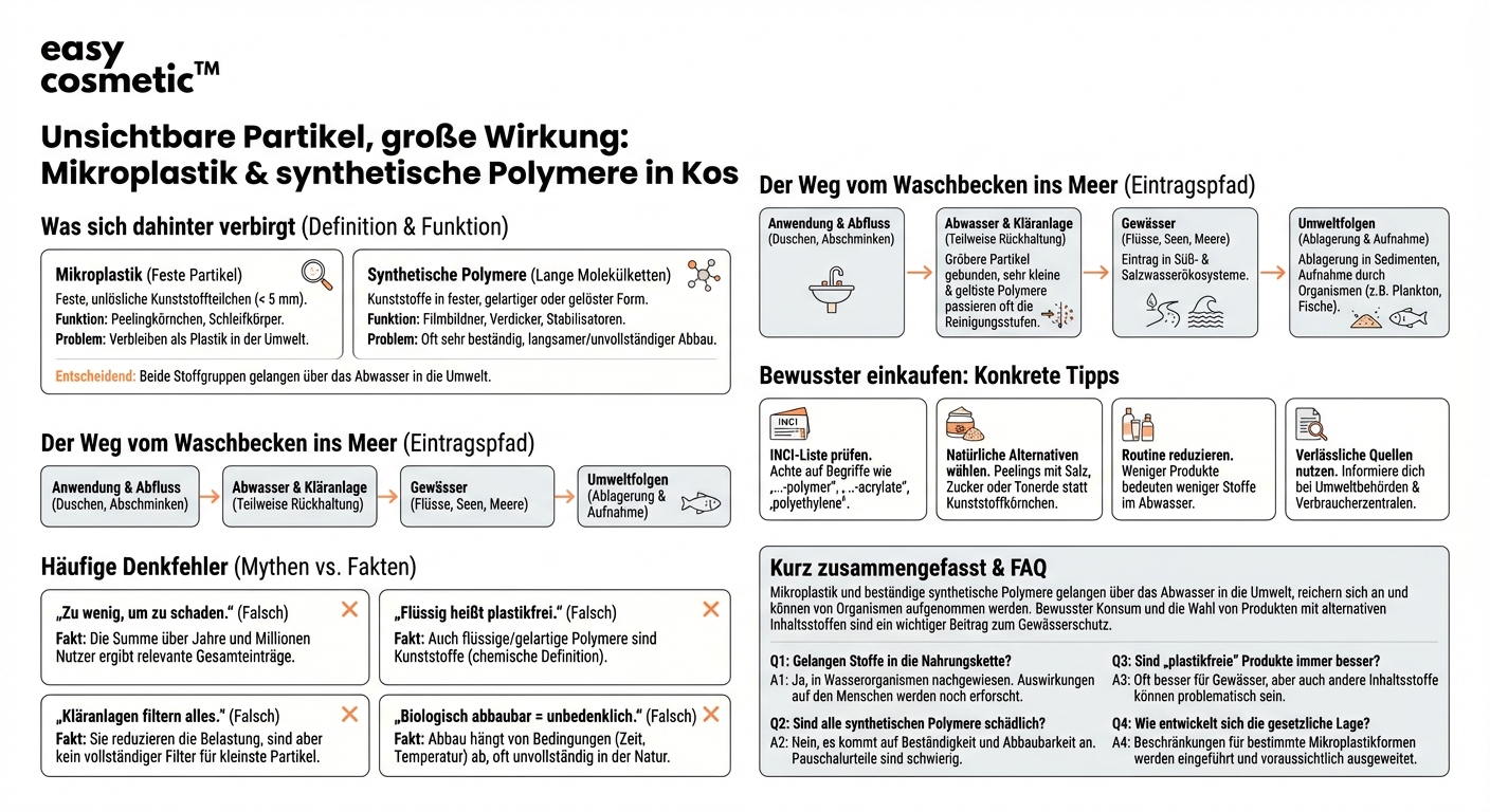 Welche Auswirkungen haben Mikroplastik und synthetische Polymere in Kosmetik auf Umwelt und Gewässer?