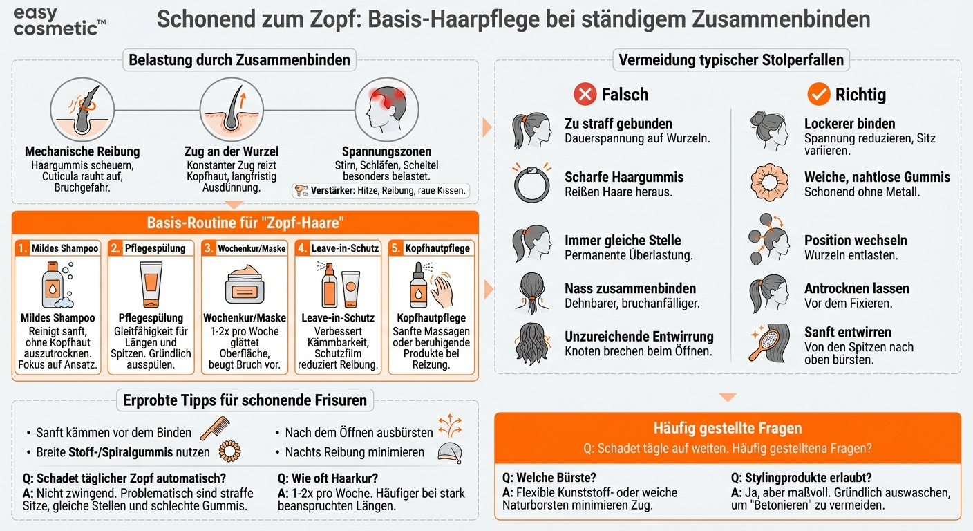 Welche Basis-Haarpflege eignet sich für Menschen, die ihre Haare häufig zusammengebunden tragen (Zopf, Dutt)?