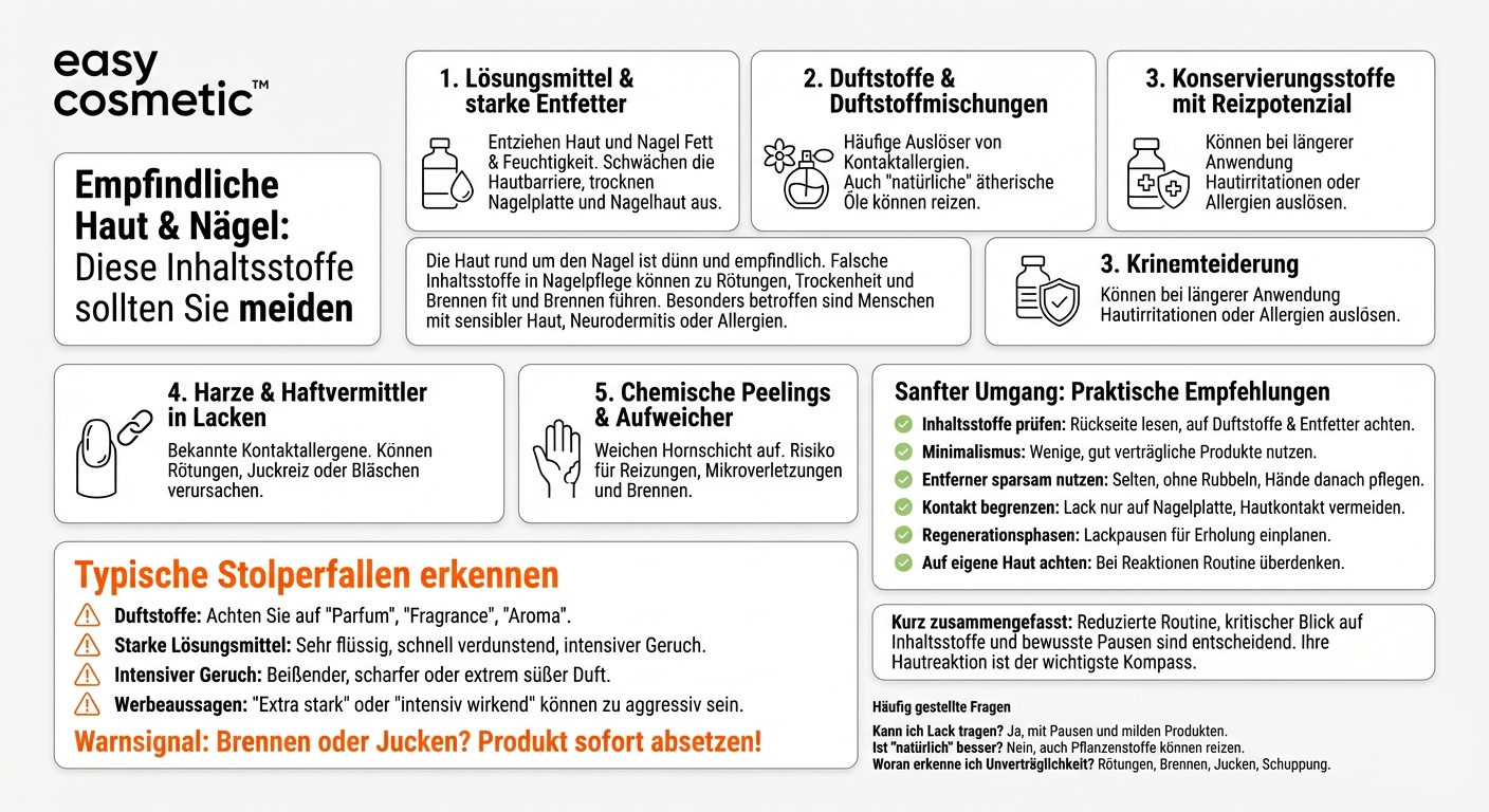 Welche Bestandteile in Nagelpflegeprodukten sollte ich bei sensibler Haut meiden?
