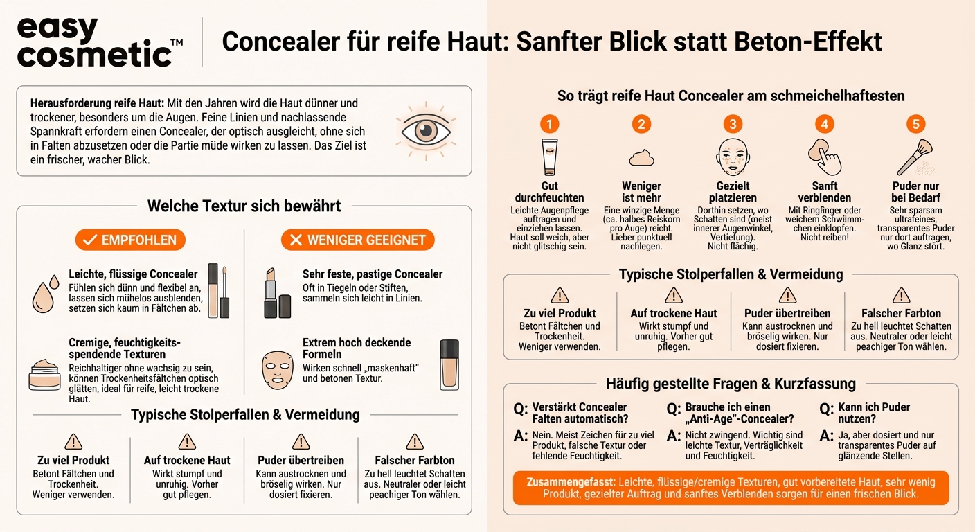 Welche Concealer-Textur eignet sich für reife Haut mit feinen Linien?