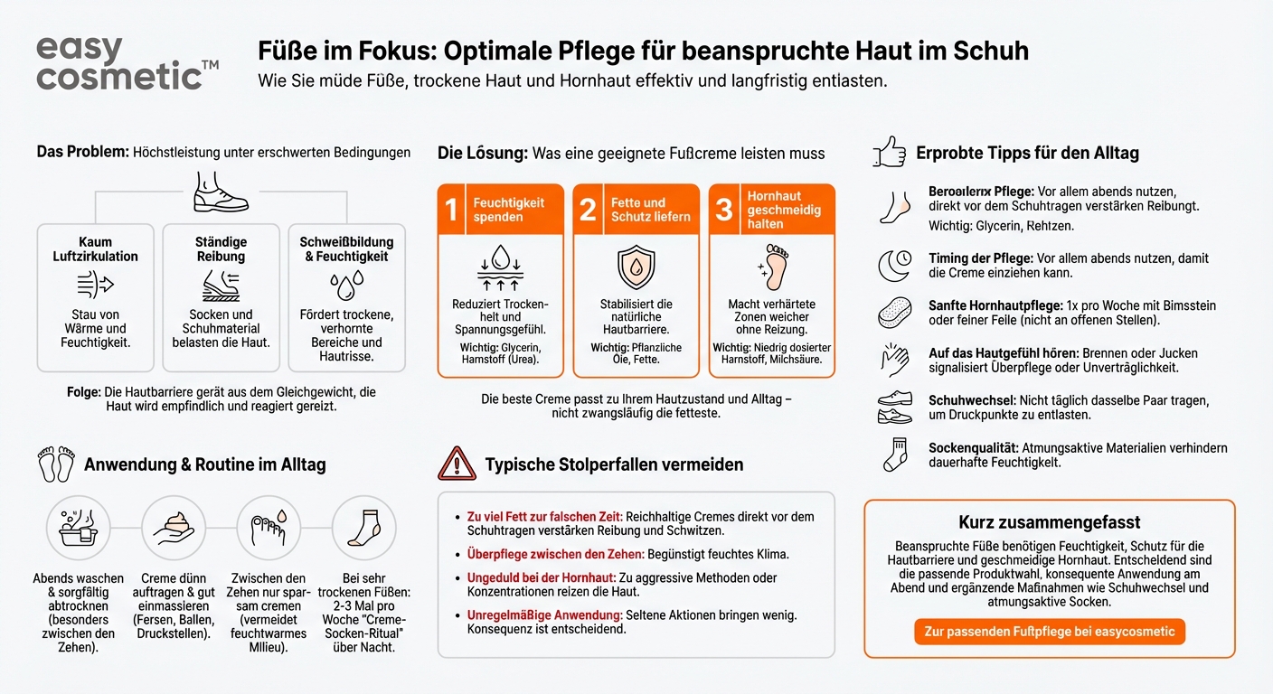 Welche Creme eignet sich für beanspruchte Füße, die viel im Schuh sind?