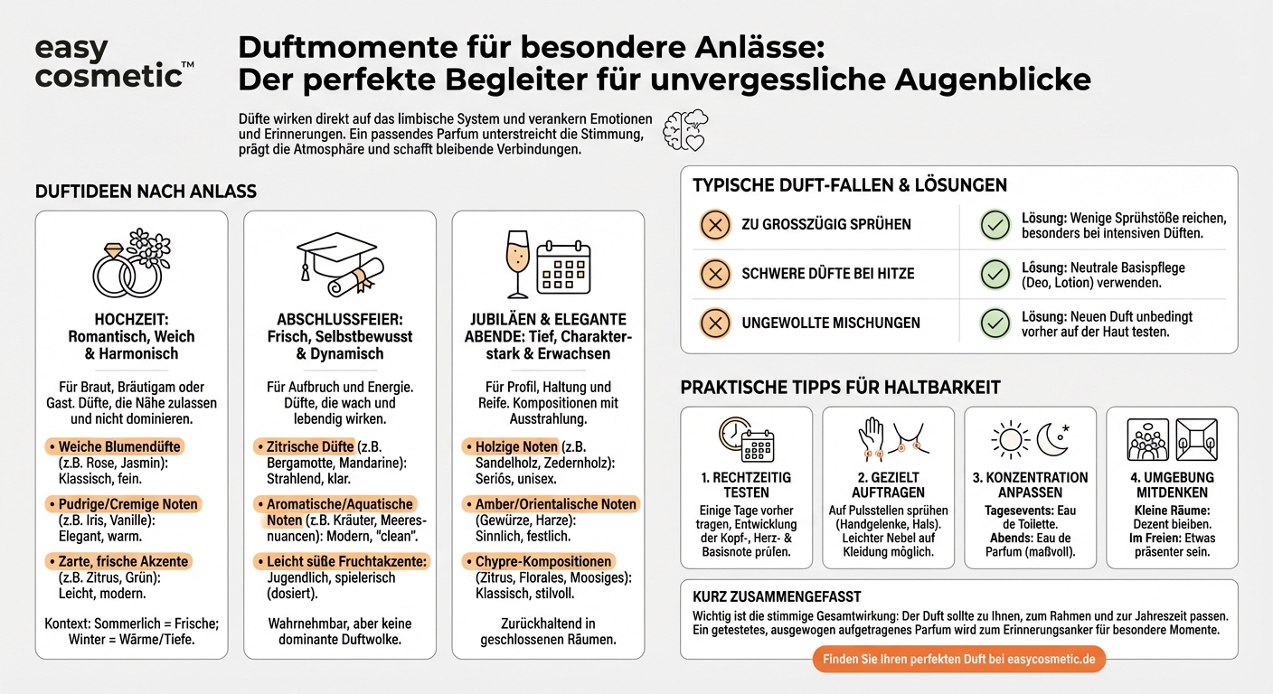 Welche Düfte eignen sich besonders gut für besondere Anlässe wie Hochzeiten, Abschlussfeiern oder Jubiläen?