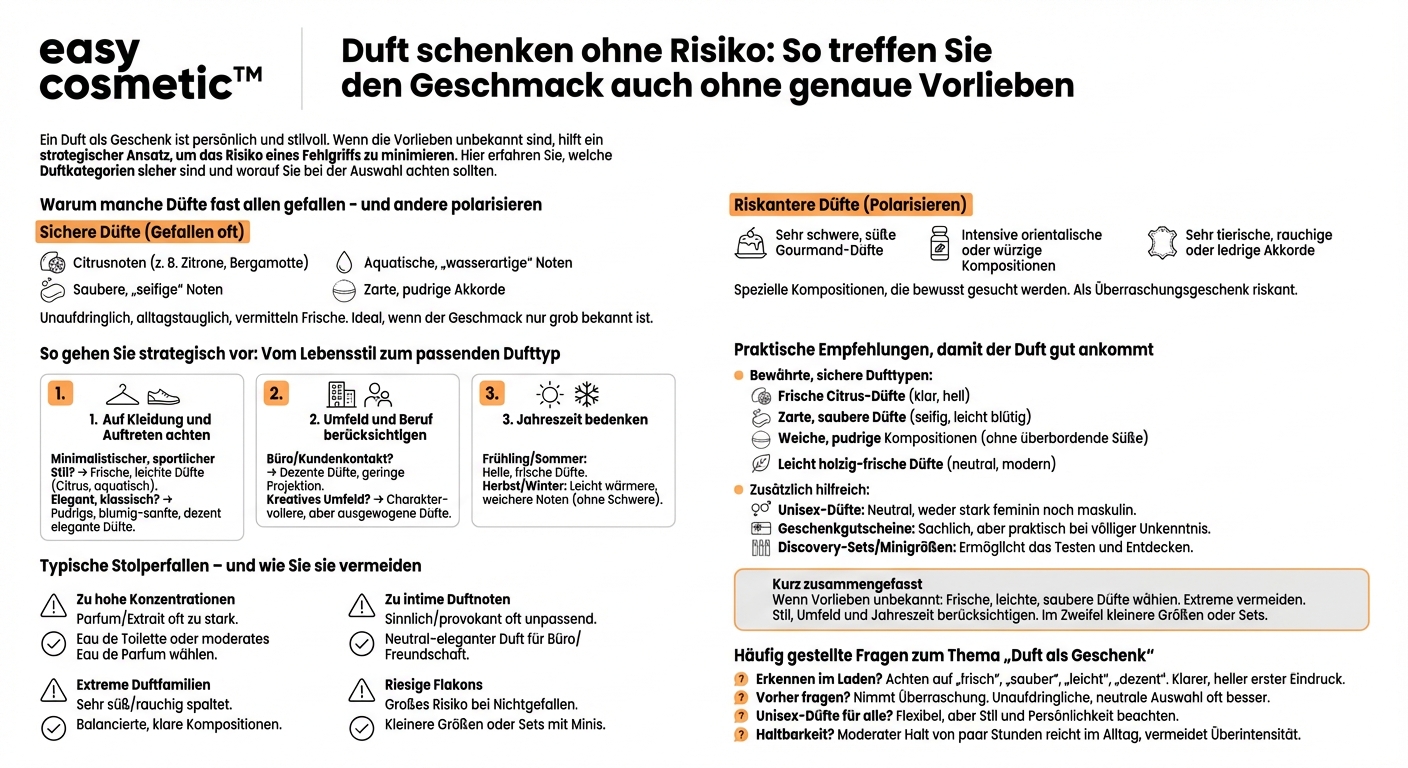 Welche Düfte eignen sich gut als Geschenk, wenn man die Duftvorlieben der anderen Person kaum kennt?