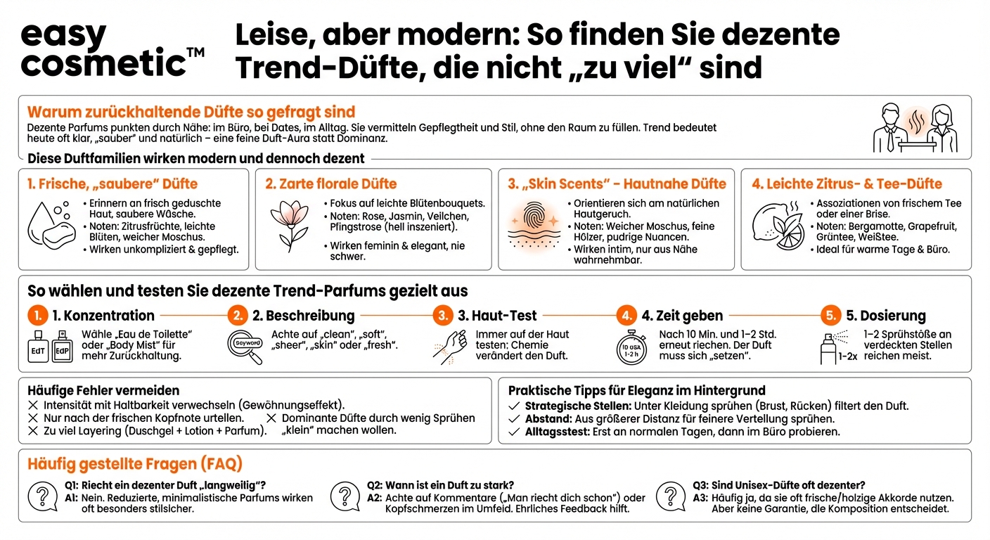 Welche Düfte eignen sich, wenn man kein auffälliges, sondern ein dezentes Trend-Parfum sucht?