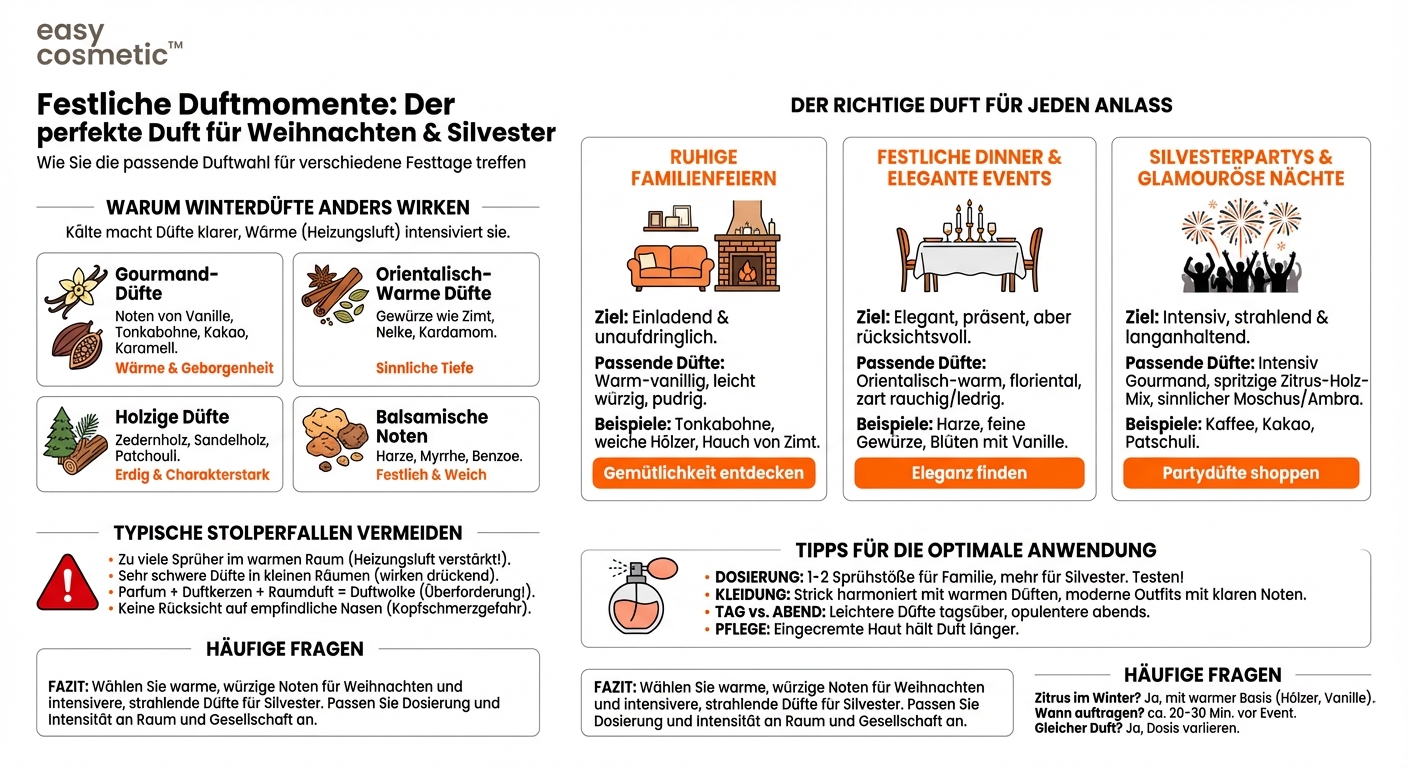 Welche Düfte passen zu winterlichen Festtagen wie Weihnachten oder Silvester-Events?
