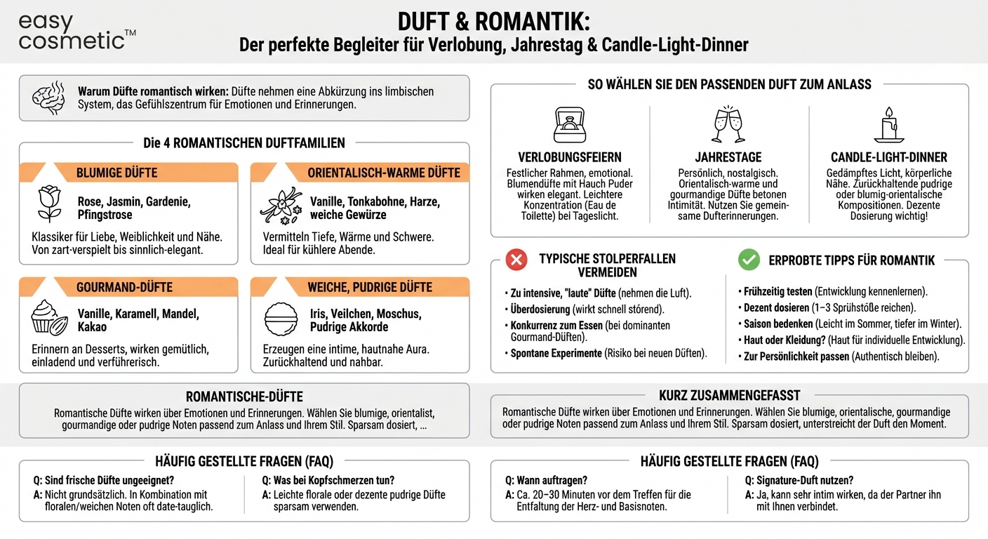 Welche Duftfamilien gelten als besonders romantisch für Verlobungsfeiern, Jahrestage oder Candle-Light-Dinner?