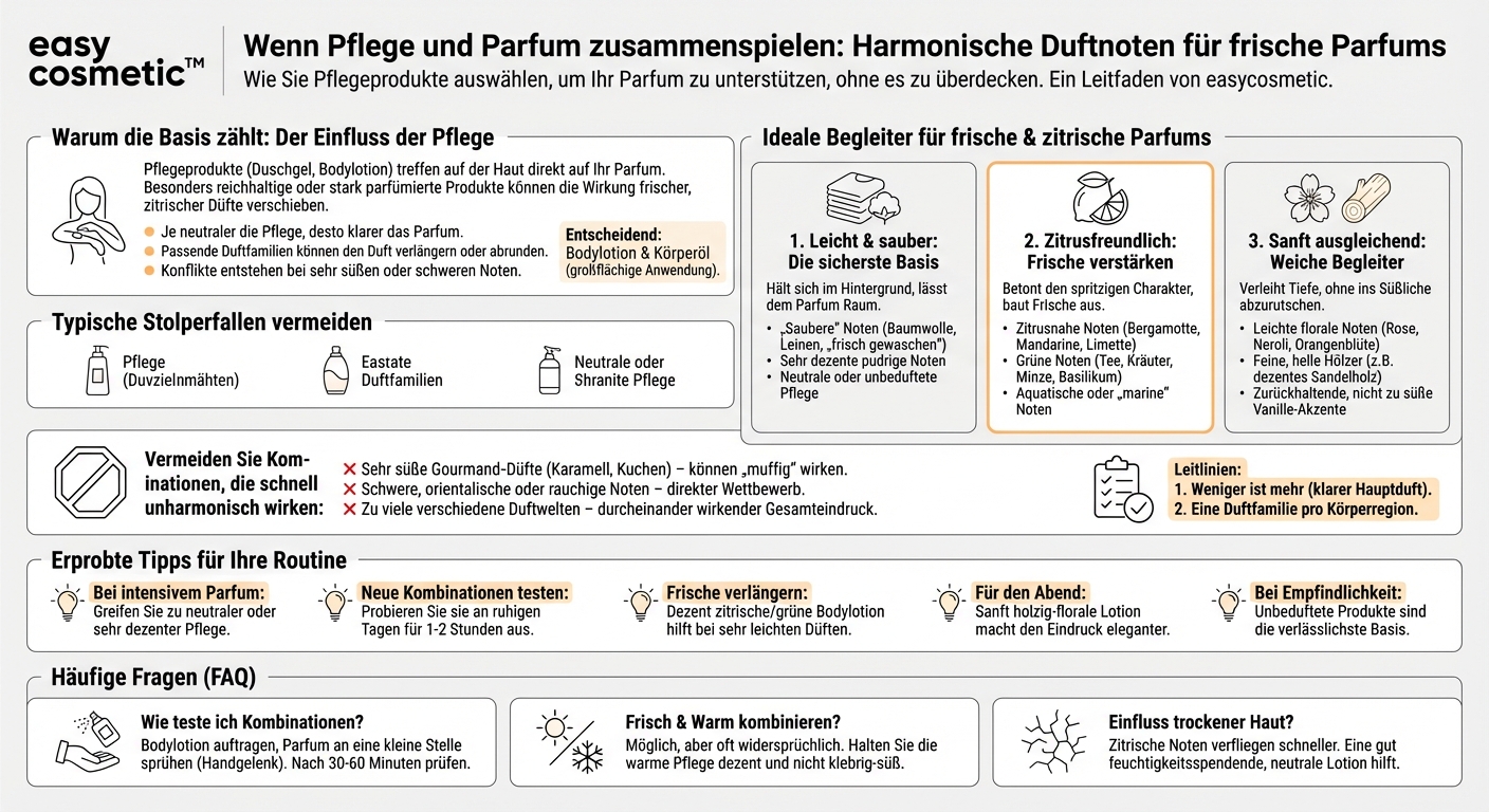 Welche Duftnoten harmonieren in Pflegeprodukten besonders gut mit frischen oder zitrischen Parfums?