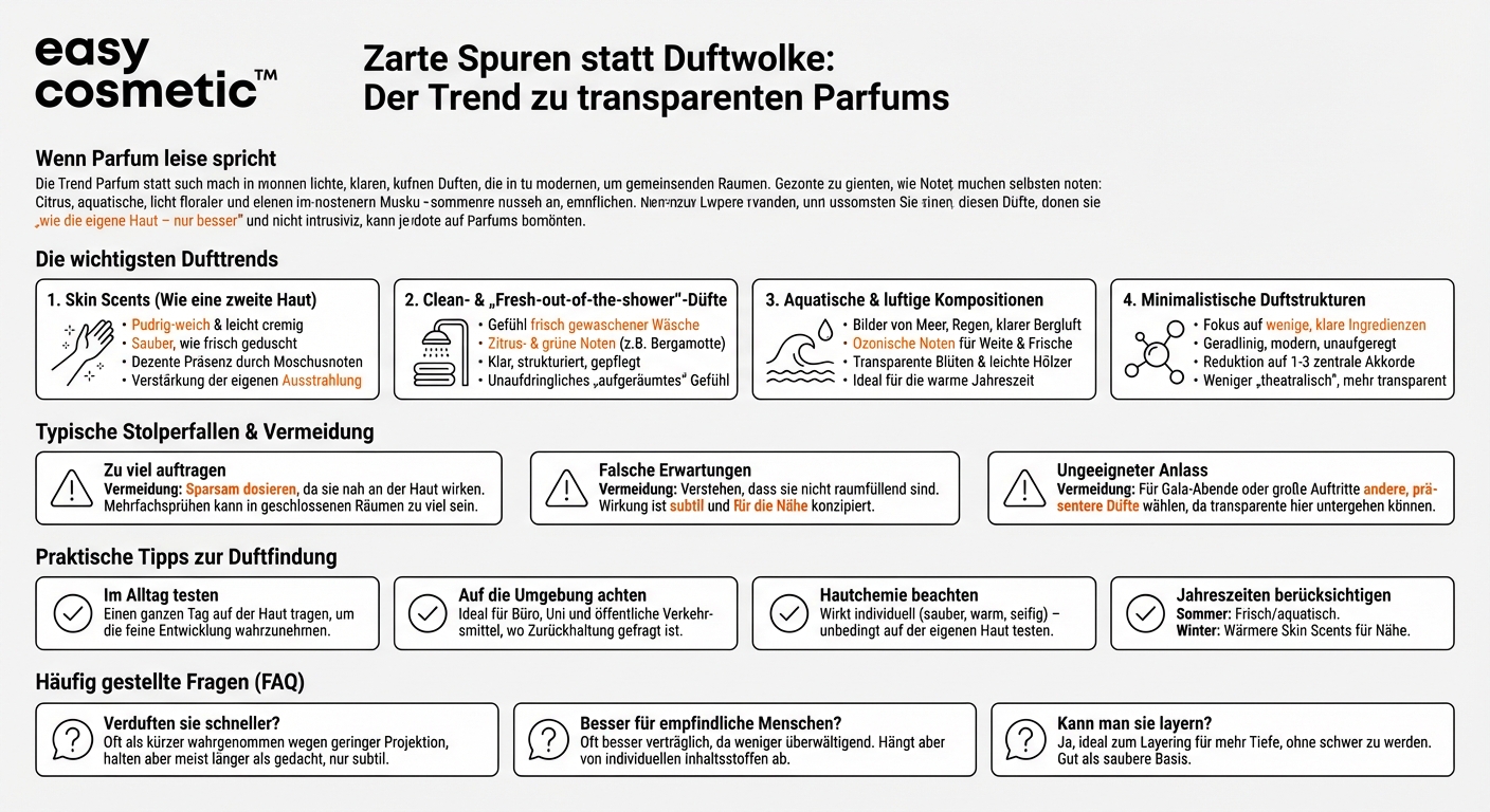 Welche Dufttrends setzen verstärkt auf Transparenz und Leichtigkeit anstelle von opulenten Kompositionen?