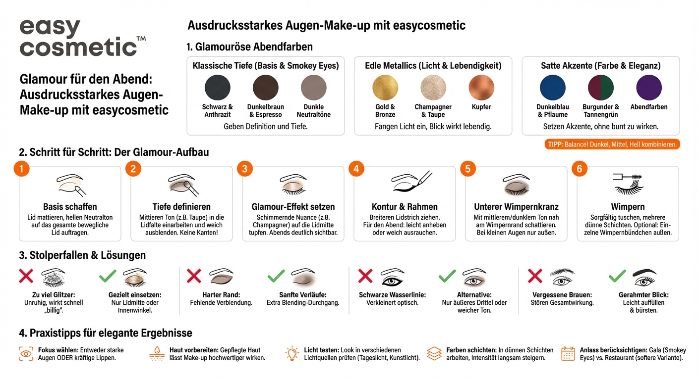 Welche Farben und Techniken eignen sich für ein glamouröses Abend-Make-up der Augen?