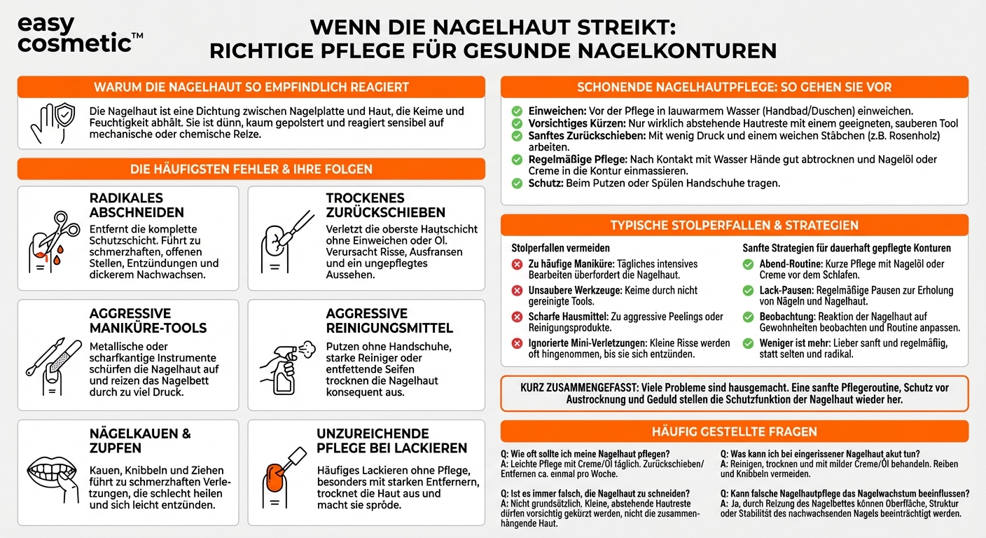 Welche Fehler bei der Nagelhautpflege führen häufig zu Schäden oder Reizungen?
