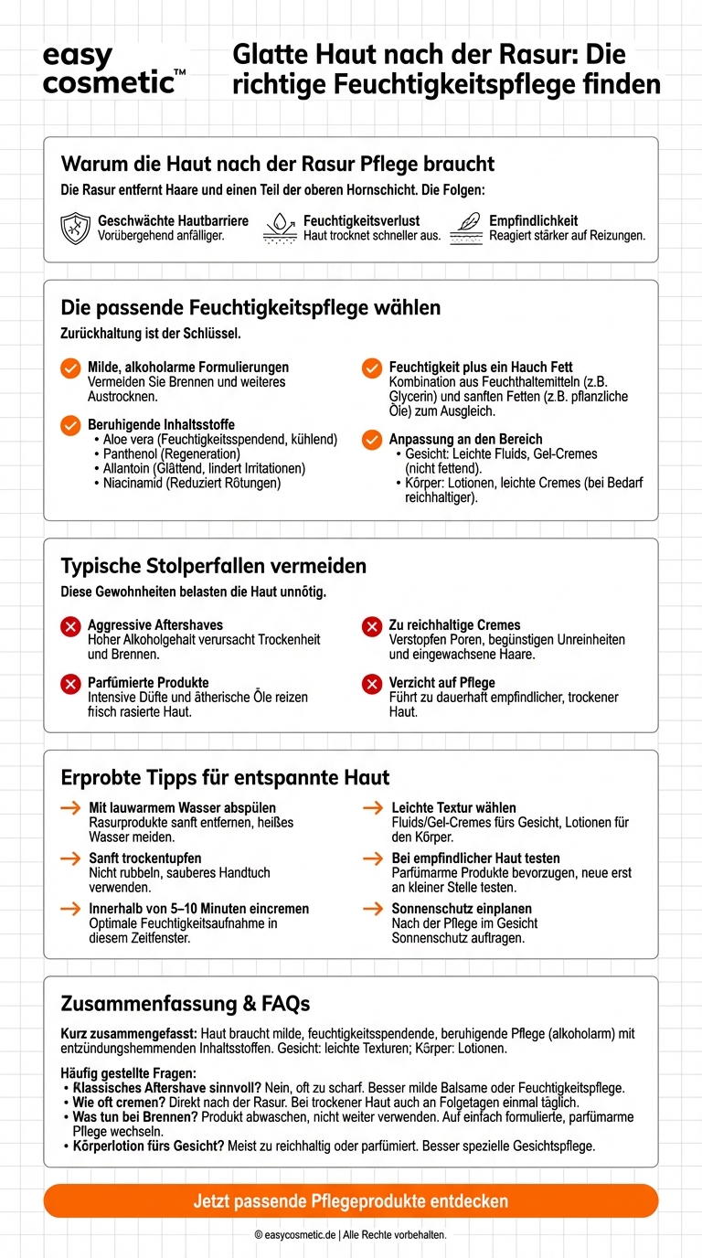 Welche Feuchtigkeitspflege ist nach der Rasur im Gesicht oder am Körper empfehlenswert?