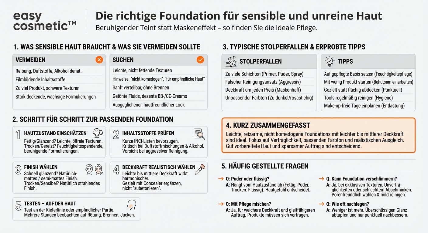 Welche Foundation eignet sich für empfindliche oder zu Unreinheiten neigende Haut?