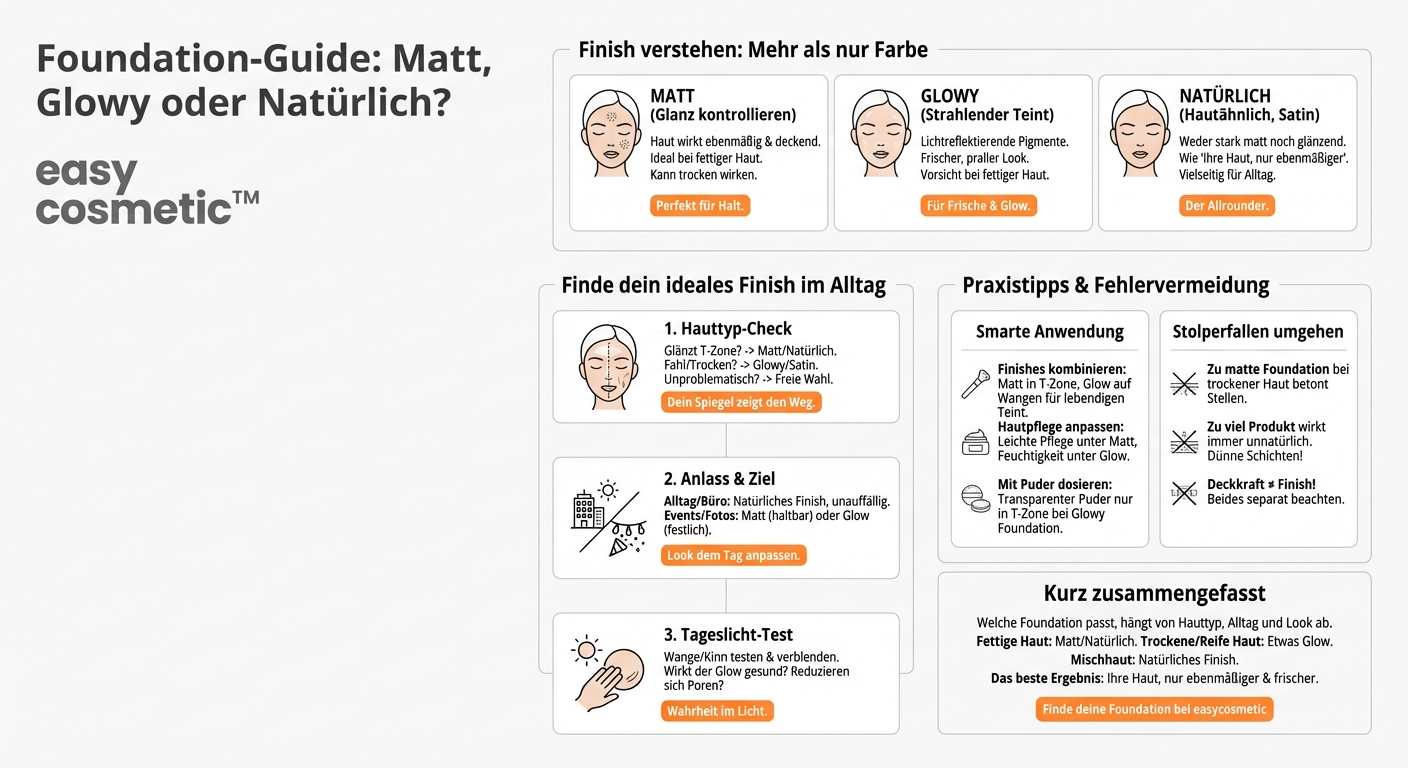 Welche Foundation ist besser: mattierend, glowy oder natürlich?