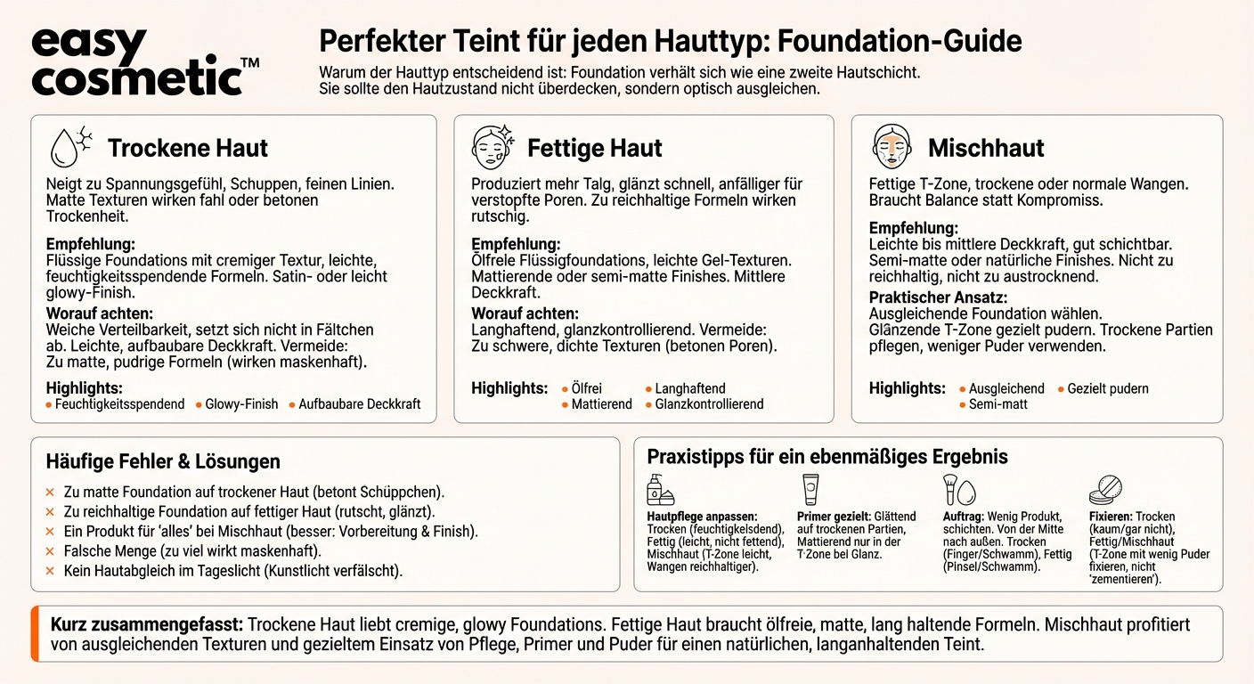 Welche Foundation ist für trockene, fettige oder Mischhaut geeignet?