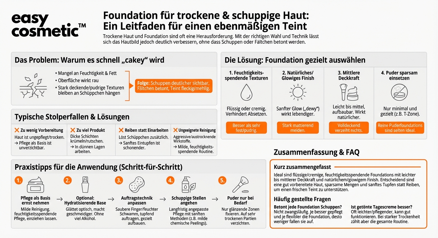 Welche Foundation ist ideal für trockene oder schuppige Haut, ohne diese zu betonen?