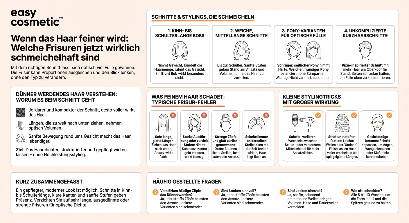 Welche Frisuren eignen sich, wenn das Haar sichtbar dünner wird?