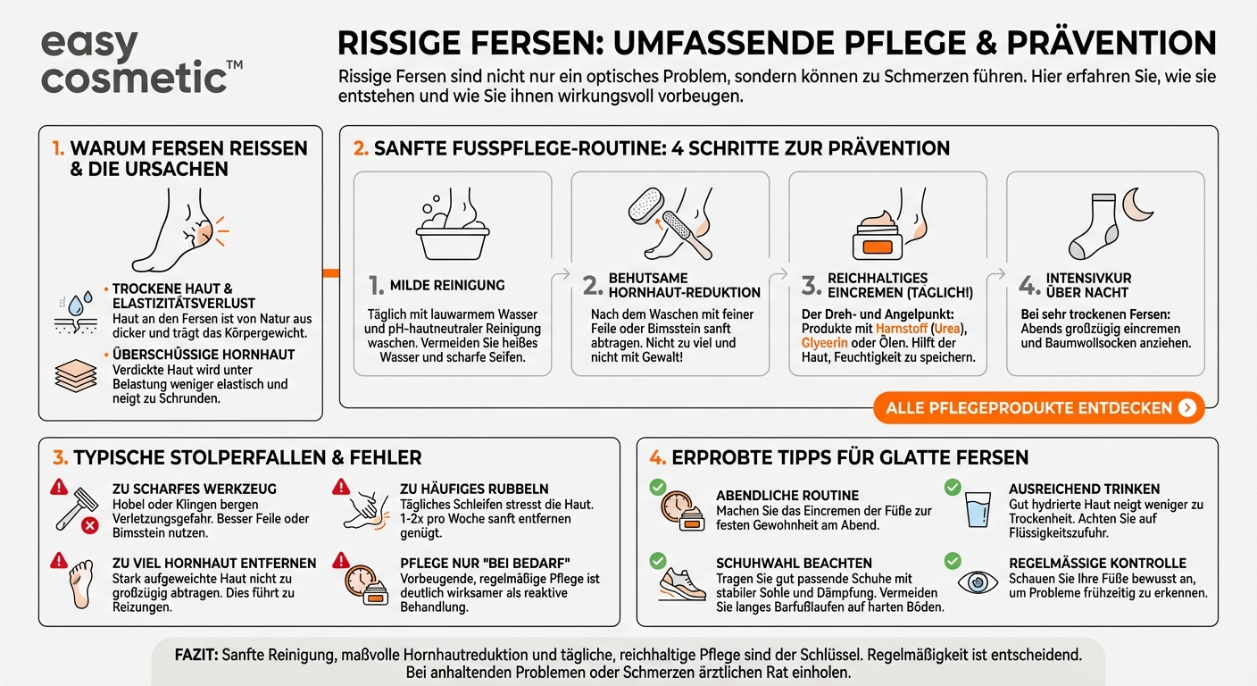 Welche Fußpflege ist bei rissigen Fersen sinnvoll, um schmerzhafte Risse zu vermeiden?