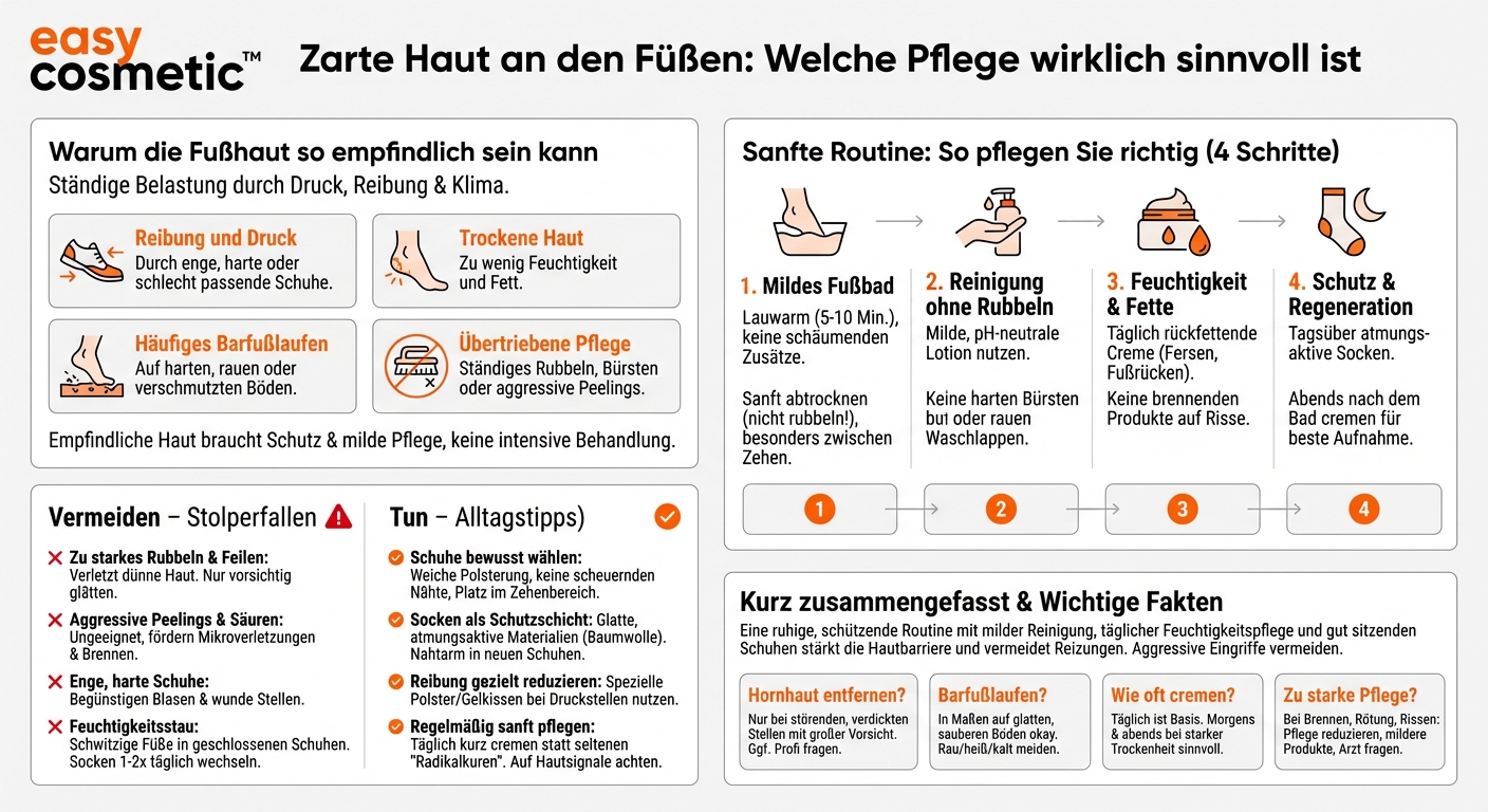 Welche Fußpflege ist bei sehr dünner oder schnell wunder Haut an den Füßen empfehlenswert?