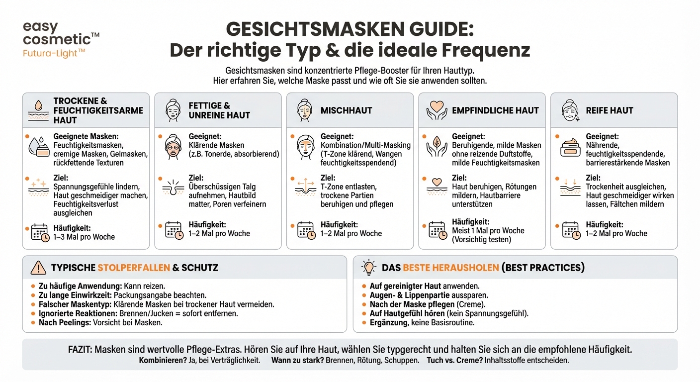 Welche Gesichtsmasken eignen sich für meinen Hauttyp und wie oft anwenden?