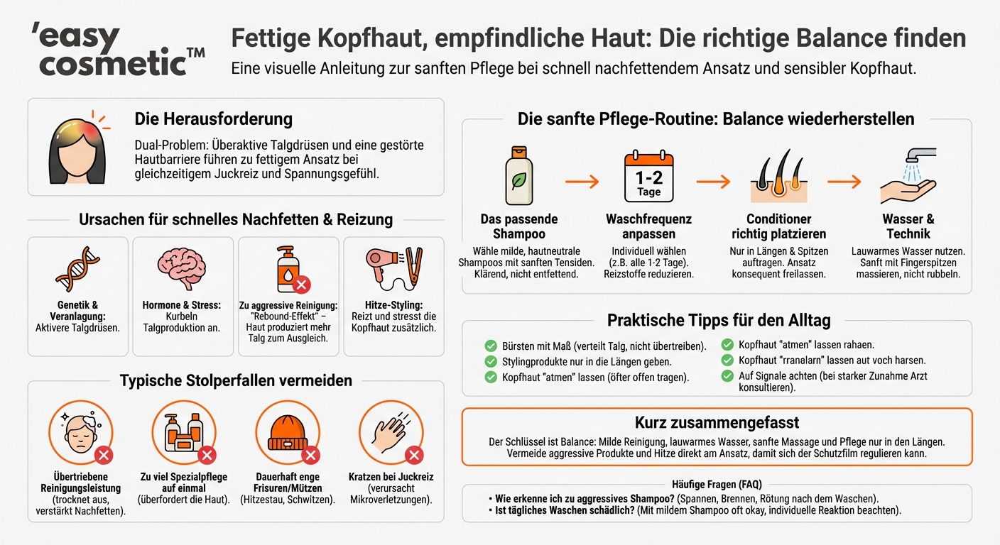 Welche Haarpflege eignet sich bei schnell nachfettender Kopfhaut, ohne diese zu reizen?