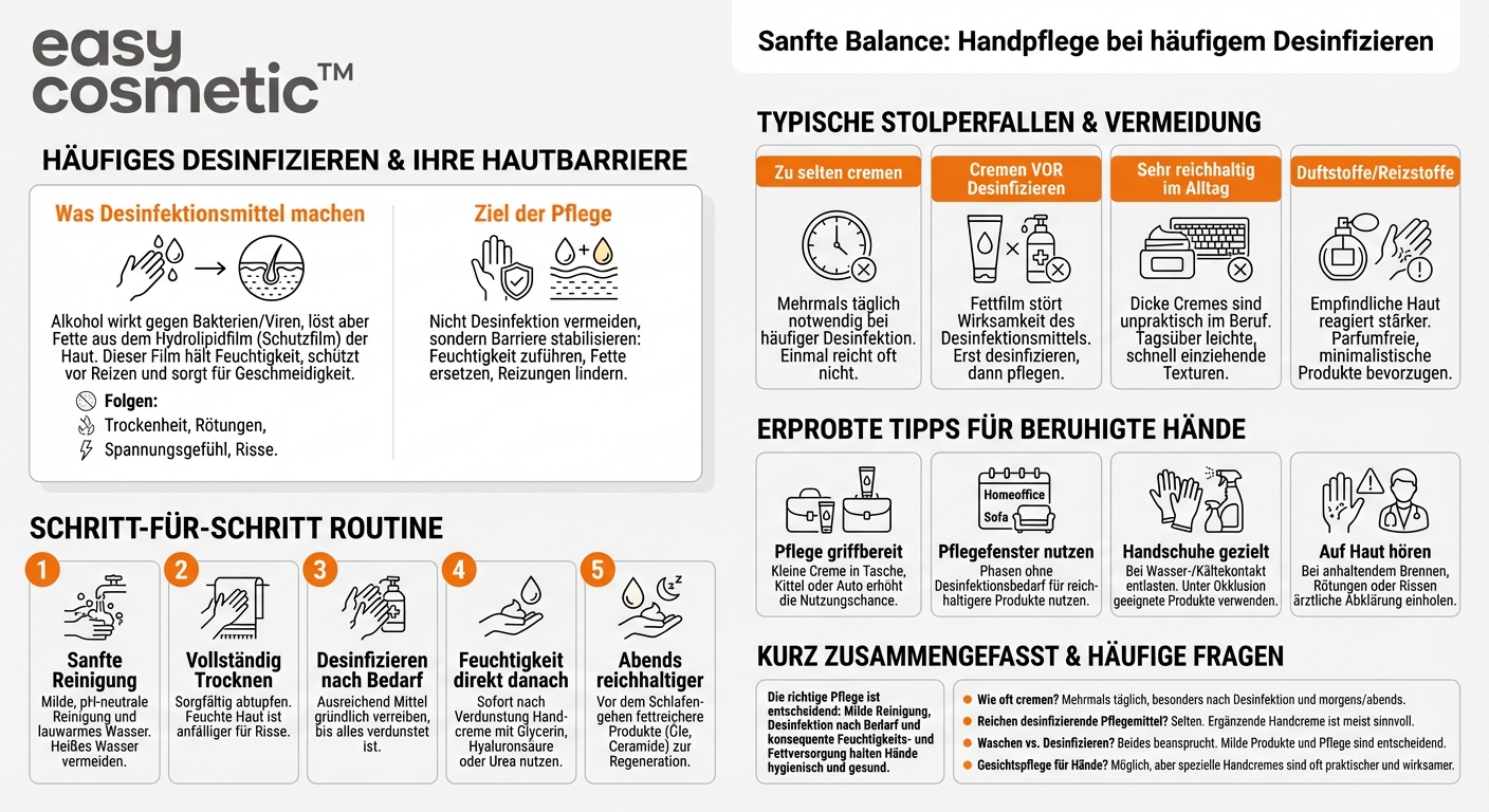 Welche Handpflege ist bei häufigem Desinfizieren der Hände sinnvoll?