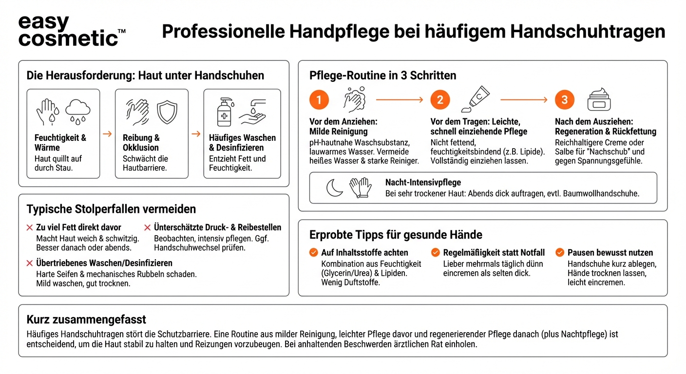 Welche Handpflege ist bei häufigem Tragen von Einweg- oder Arbeitshandschuhen sinnvoll?