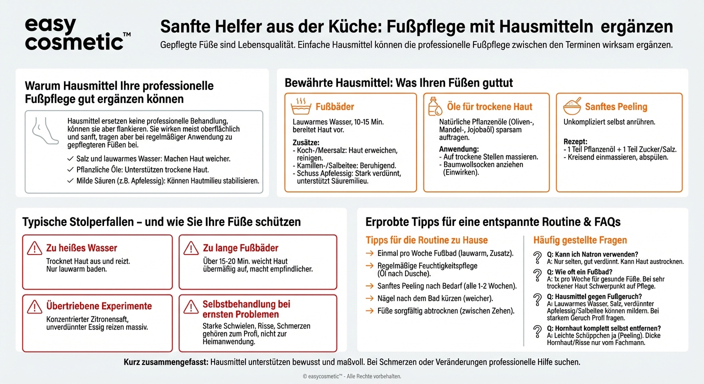 Welche Hausmittel unterstützen die professionelle Fußpflege sinnvoll?