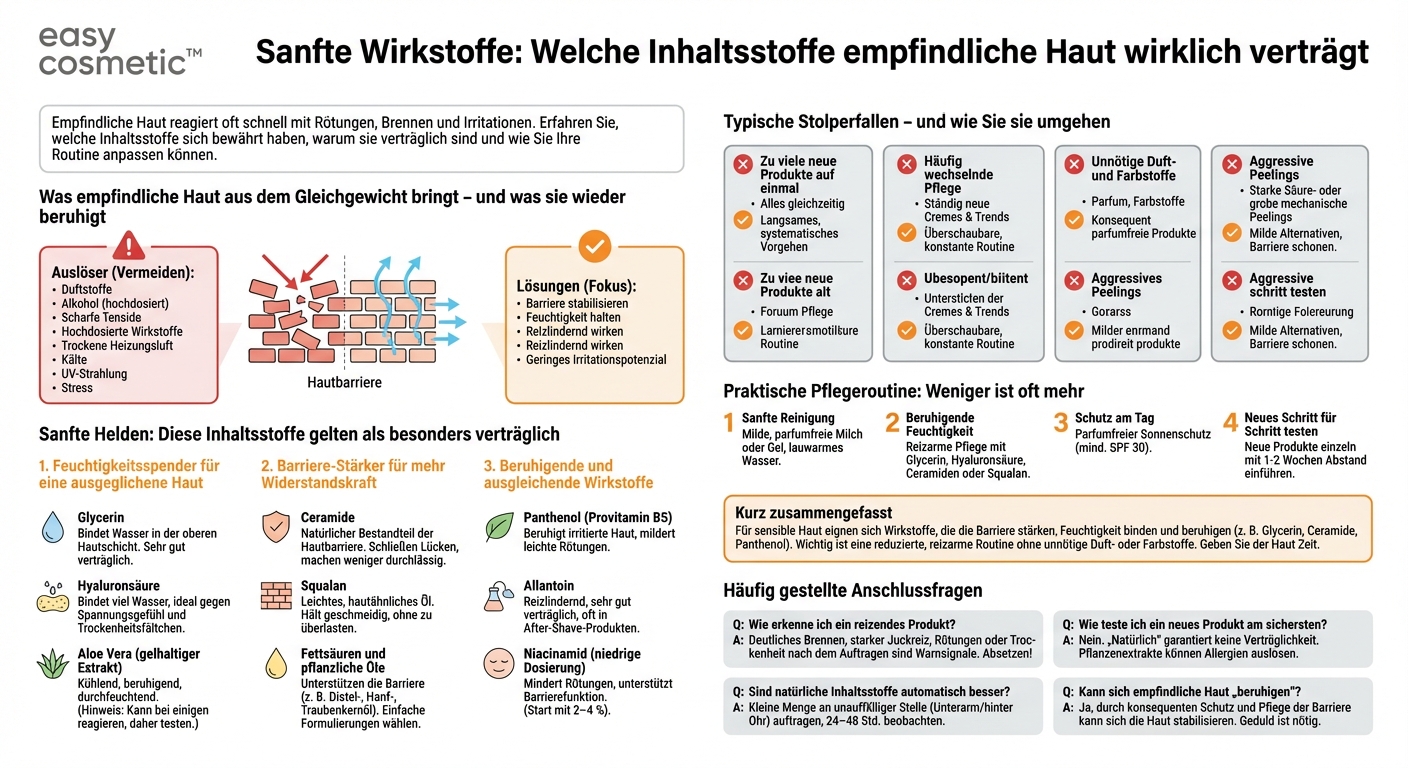 Welche Hautpflege-Inhaltsstoffe sind besonders gut für sensible oder zu Allergien neigende Haut geeignet?
