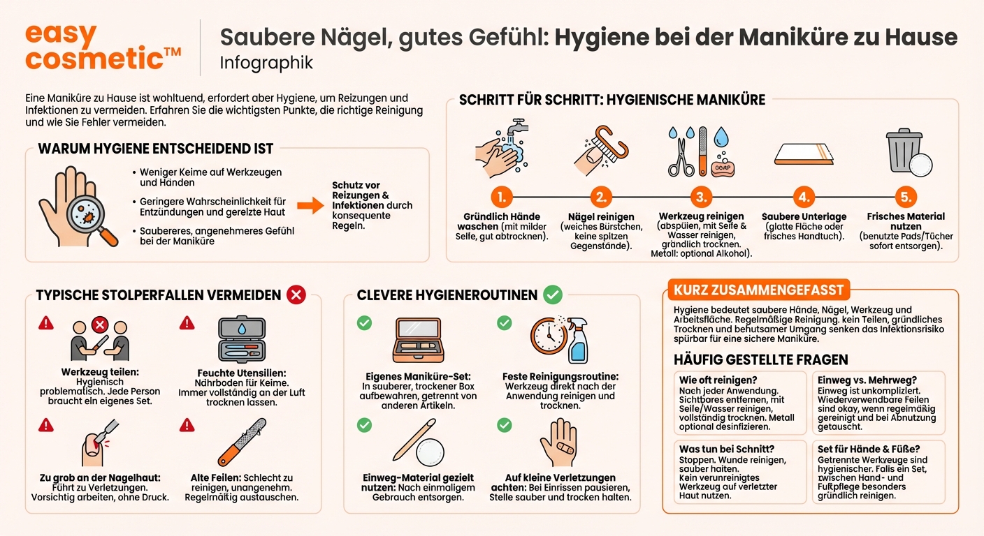Welche hygienischen Aspekte sollte ich bei der Maniküre zu Hause beachten?